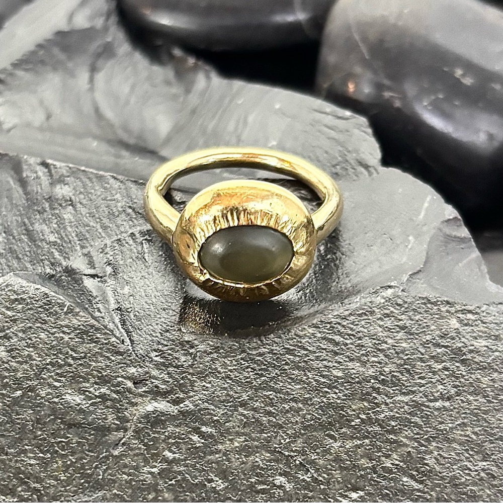 NAVA ZAHAVI 22k & 18k Gold & Brownish Green Tourmaline Ring Size 7